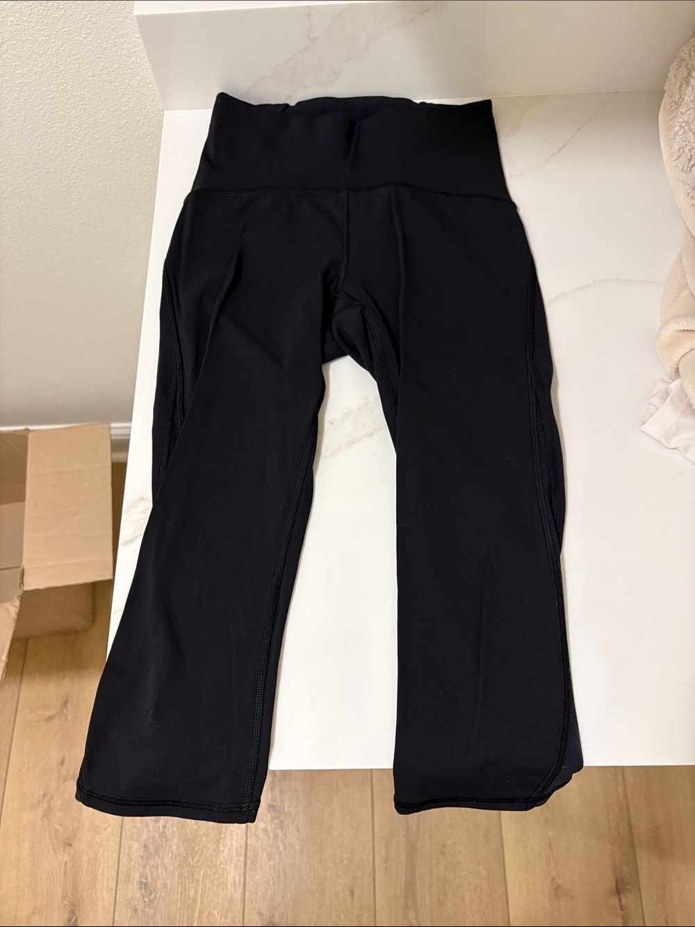 lululemon athletica Black Capri Leggings with Mesh Panels